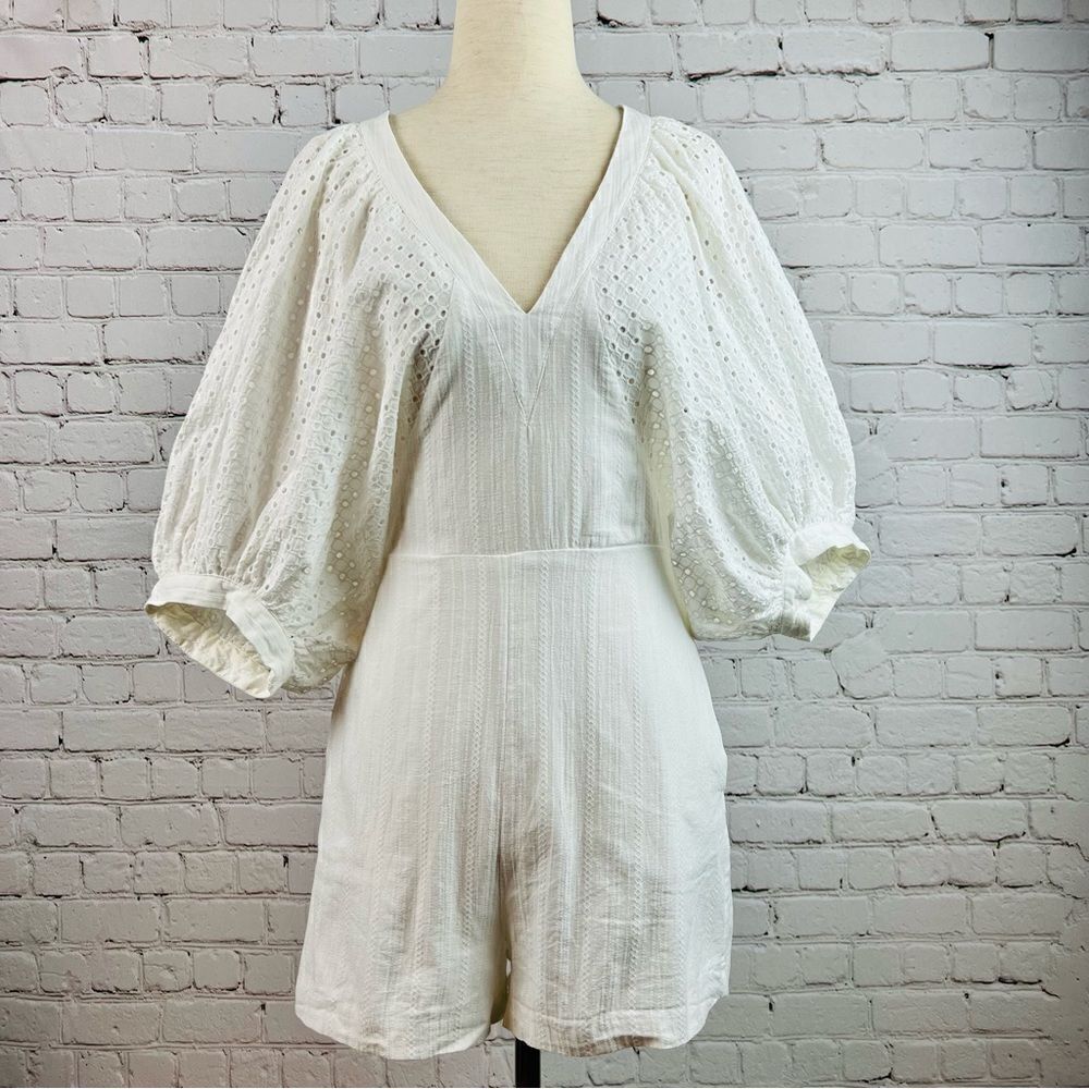 Bcbg Maxazria Eyelet Lacepuff Sleeve Cotton Romper